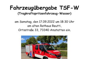 Einladung Fahrzeugübergabe TSF-W